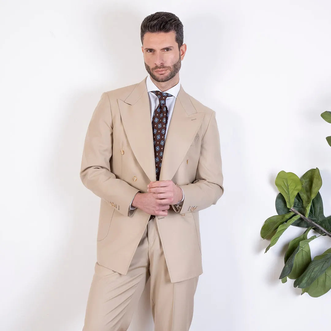 VIRUM Abito Sartoriale Doppiopetto in Lana Tasmania Super 120's